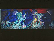 the big haul, 1986, a large catch of fish, painting (c)alan watson, b.1957, all rights reserved