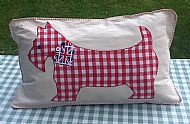 Red gingham Dog cushion
