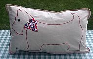 Red and Cream dog cushion