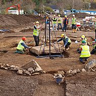 Bronze Age burial site cist capstone removal - Armadale, Isle of Skye