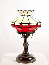 Tiffany HBR1 red and blue oil lamp