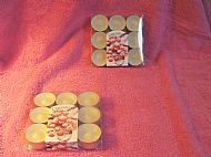 Candles: ( Tealights White & Red Scented )