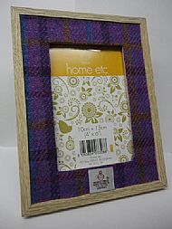 Wood Effect photo frame lined with Harris Tweed