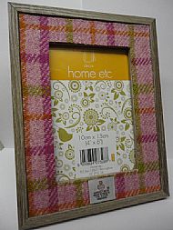 Wood Effect photo frame lined with Harris Tweed