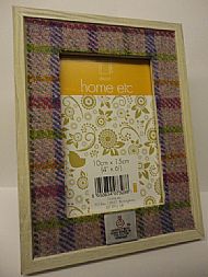 Wood Effect photo frame lined with Harris Tweed