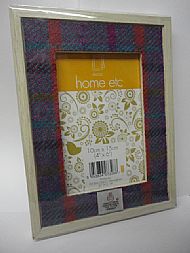Wood effect photo frame lined with Harris Tweed