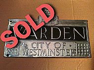 Original tin A.R.P WARDEN Sign CITY OF WESTMINSTER