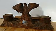 German WW1 Carved Eagle Desk Stand Inkwell POW Abbeville 1918-19 Trench Art WK1