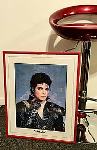 Original Michael Jackson Late 1980s Large Red Framed Poster, Who's Bad MJ Album