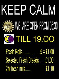 OPENING TIMES: