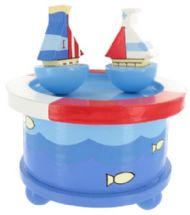 GISELA GRAHAM WOODEN SAILING BOAT MUSIC BOX