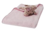 LARGE PINK SOFT BLANKET WITH BEAR ATTACHED