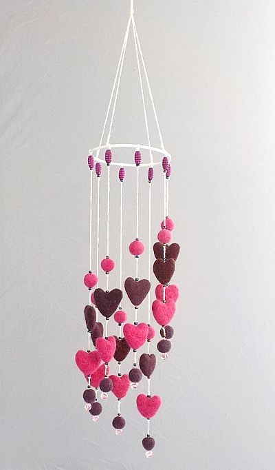 spiral felt hearts mobile by roses felt workshop