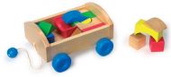 Wooden pull along box of bricks