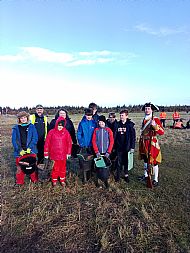 Meeting with a Redcoat before starting to dig at Culloden in 2024