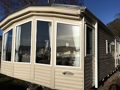 outside front of the caravan