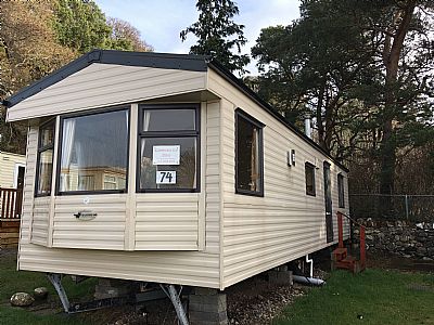 outside front of the caravan