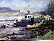 boats on the beach at Glenelg