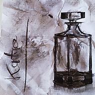 Glass decanter.