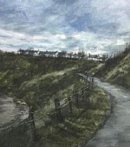 David E Johnston RSW Winter Sun, South Row, Catterline