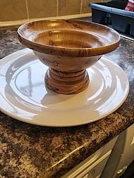 Yew pedestal platter 