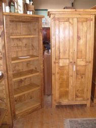 Pine cupboard and Bookcase 