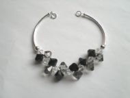 MIXED SILVER BAR BRACELET-BLACK/GREY/CLEAR