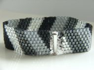 GLASS DOUBLE DELICA HAND WOVEN CUFF WITH STERLING SILVER SLIDING CLASP