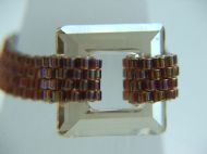 GOLDEN SHADOW SQUARE CRYSTAL WITH WOVEN BAND
