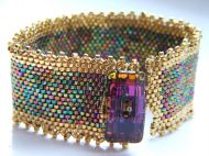 DELICA HAND WOVEN CUFF WITH SWAROVSKI BUTTON CLASP