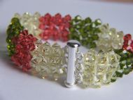 MEDIUM HAND WOVEN CUFF MADE WITH 4MM SWAROVSKI CRYSTAL BICONES WITH STERLING SILVER CLASP