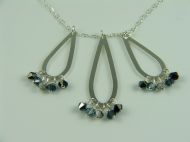 3 DROP STERLING SILVER CHANDELIER NECKLACE WITH CRYSTAL DETAIL