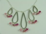 5 DROP STERLING SILVER CHANDELIER NECKLACE WITH CRYSTAL DETAIL