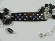 SHELL WITH CRYSTAL ID STYLE ADJUSTABLE BRACELET IN LILACS