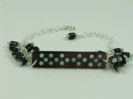 STERLING SILVER ADJUSTABLE BRACELET WITH SHELL AND CRYSTAL DETAIL