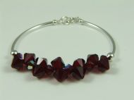 PLAIN SILVER BAR BRACELET-SIAM RED