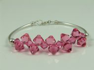 PLAIN SILVER BAR BRACELET-DARK PINK
