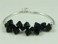 PLAIN SILVER BAR BRACELET-BLACK