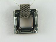 20MM CRYSTAL SQUARE GREY WITH METALLIC BAIL