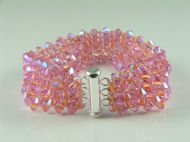 THICK HAND WOVEN CUFF MADE WITH 4MM SWAROVSKI CRYSTAL BICONES AND STERLING SILVER SLIDING CLASP