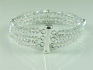 3 ROW 4MM BICONE CUFF IN MOONLIGHT WITH STERLING SILVER SLIDER CLASP