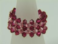 3MM BICONE WOVEN RING IN MIXED PINK