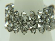 3MM BICONE WOVEN RING IN CRYSTAL SATIN