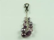 CRYSTAL AND PEARL CLIP ON CHARM IN PURPLE