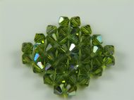 SQUARE WOVEN PENDANT WITH 4MM BICONE BEADS OLIVE AB