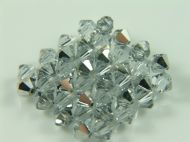 SQUARE WOVEN PENDANT USING 4MM BICONE BEADS SILVER