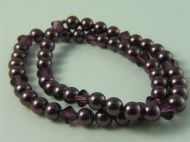 SET OF 2 PEARL & CRYSTAL BRACELETS ON ELASTIC IN PURPLE