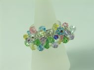 MULTI COLOUR CRYSTAL ADJUSTABLE STERLING SILVER RING