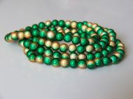 SET OF 4 6MM BRACELETS        2 TONE GREEN & YELLOW