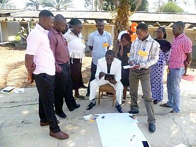 volunteers at refresher training